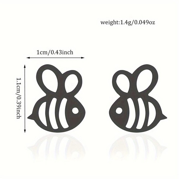 BOGO! Dainty Bee stud Earrings Stainless Steel in Color Silver - NEW - Picture 4 of 6